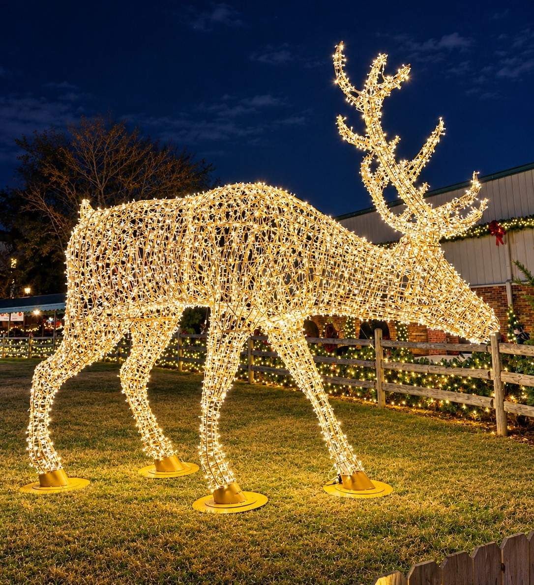Life-size lit reindeer display